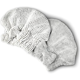 Microfiber Hair Towel Cap,Soft Absorbent Quick Drying Cap for Curly Thick Hair, Wrap Cap for Women Girls-2 Pack