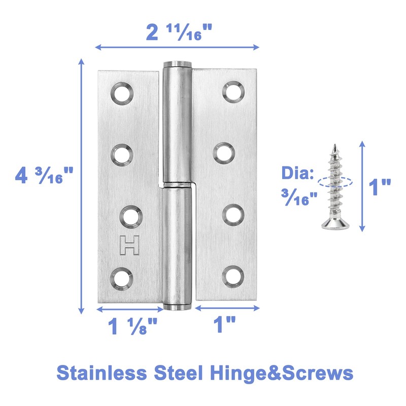 6 Pack Lift Off Door Hinges 4", Heavy Duty Stainless