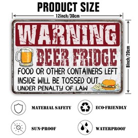 Bnmdery Retro Metal Sign Warning Beer Fridge Rustic Decor Vintage Tin Sign Home Kitchen Bar Cafe Club Cave Wall Decor Warning Sign 8x12 Inch
