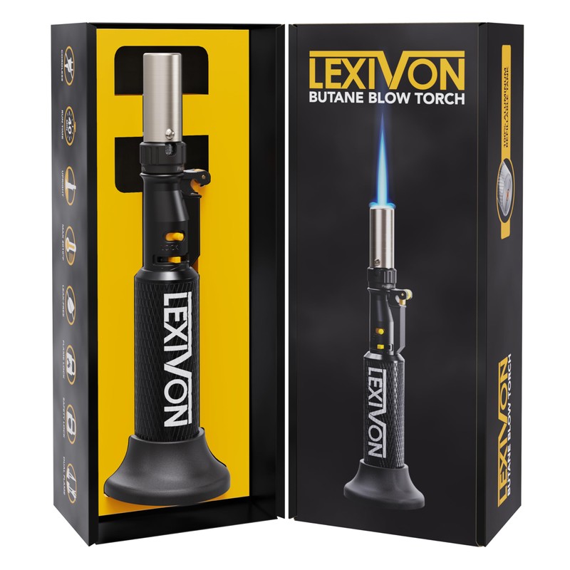 LEXIVON Butane Blow Torch, Refillable Upright Lighter with Adjustable Flame