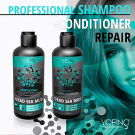 Dead Sea Mud Shampoo & Conditioner Set - Anti Hair Loss & Anti Dandruff Shampoo SLS Free and Paraben Free