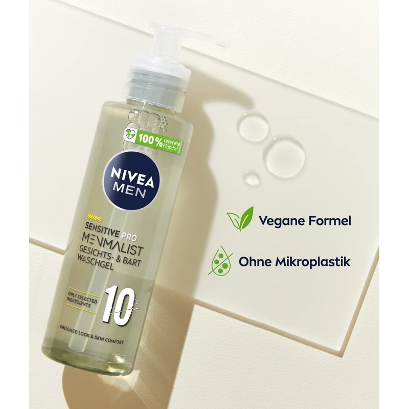 NIVEA MEN Sensitive Pro Menmalist Wash Gel (200ml), Face and