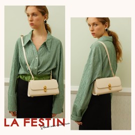 LAFESTIN Leather Shoulder Bag for Women, Small Handbag Purses with Adjustable Strap Designer Cute Crossbody Clutch Bags Trendy(white)