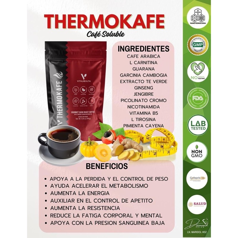 V-THERMOKAFE by VitalHealth Gourmet Dark Roast Coffee(Dietary Supplement) 5.30oz