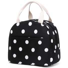 Lunch Bag for Girls Women, Reusable Insulated Lunch Tote Lunch Box for School Work Picnic (Polka Dots)