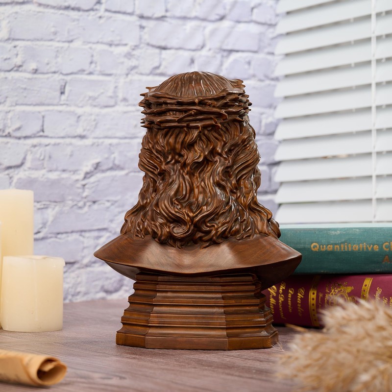 BGCarvedGrace Jesus Christ Bust Statue, Crown of Thorns