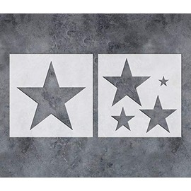 GSS Designs Star Stencil for Wall (2 Pack) - Reusable Plastic Stars Stencils for Painting on Wood Wall Kids Room Decor (12x12Inch) - Assorted Size Stars