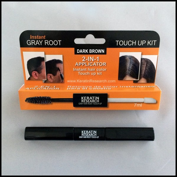 Gray Away Instant Hair Root Touch up and Concealer 7ml Dual Brush DARK BROWN Color in USA Made by Keratin Research