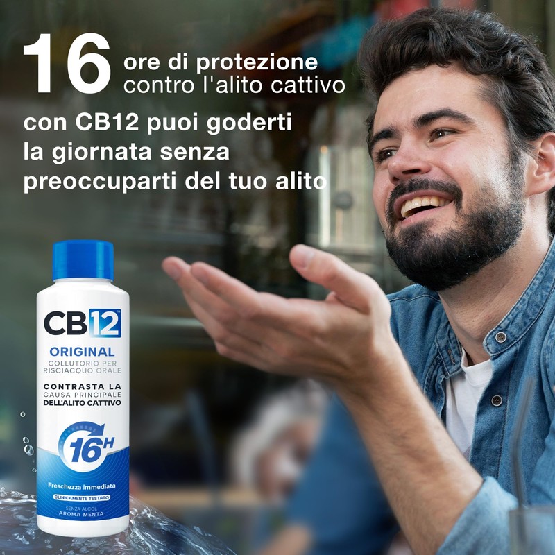CB12 Collutorio Quotidiano, Senza Alcool, Combatte Alito Cattivo, Effetto 12