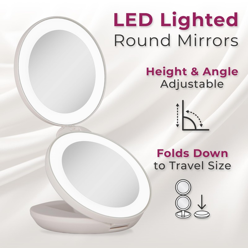 Zadro 4.5" Round LED Compact Mirror 10X/1X Travel Mirror with