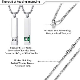 Urn Necklace for Ashes Birthstone Cuboid Cremation Jewelry Keepsake Holder Memorial Locket Necklace Pendant