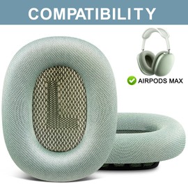 SOPROM Ear Pads Replacement for Airpods Max Over-Ear Headphones, Earpads Cushions with Durable Mesh Fabric, Softer Foam - Light Green
