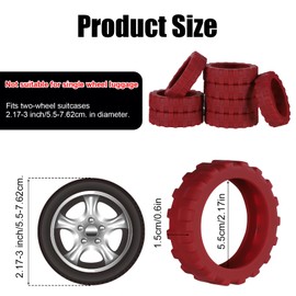 NQEUEPN 8pcs Luggage Wheel Covers, Portable Suitcase Caster Cover Silicone Spinner Luggage Wheel Protector Noise Resistant Anti-Wear Luggage Accessories for Most 8 Caster Suitcase (dark red)