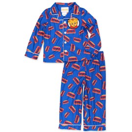 Daniel Tiger Neighborhood Toddler Boys Flannel Coat Style Pajamas (3T, Blue)