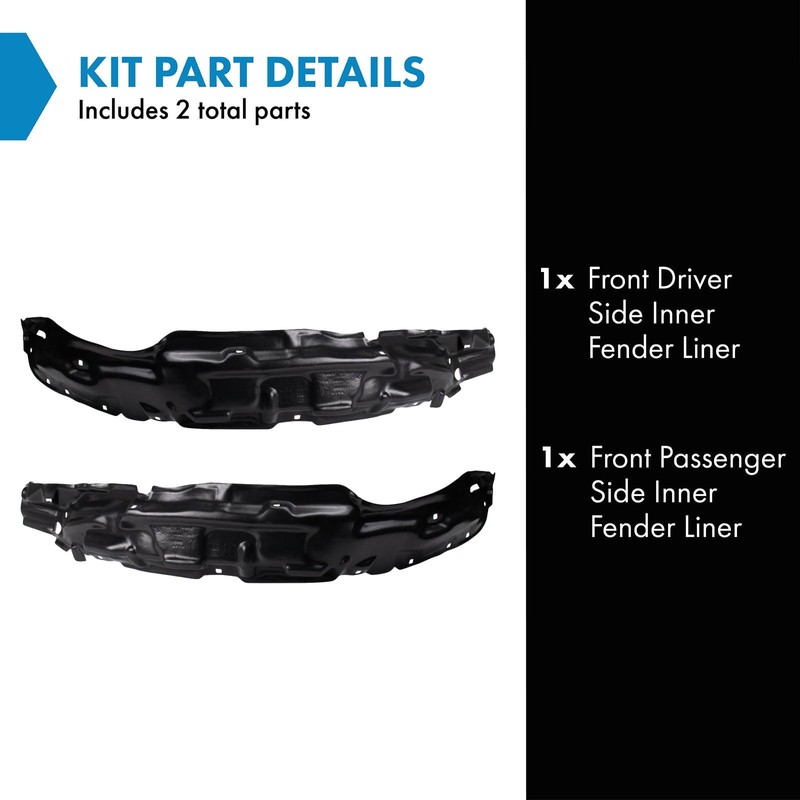 TRQ Front Inner Fender Liner Set Compatible with 1999-2002 Toyota