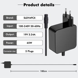 Universal AC Charger 65W 45W Compatible with Asus VivoBook ZenBook NoteBook A52F A53E A53S A54C A55A A56C A56CA Len-ovo IdeaPad Power Supply (with 5 Different Ports Easy to Change)