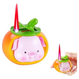 NIVEK Cute Pig in Persimmon Costume Lighter, Refillable, Pink Flame, Cute Piggie Kawaii, Farmcore Aesthetic, Cottage, Pastel, Autumn, Fall Gifts, Animal