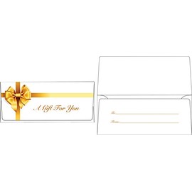 LUXPaper Currency Envelopes | 2 7/8" x 6 1/2" | A Gift To You - Gold Bow - White | 70lb. Text | 50 Qty