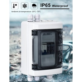 DIHOOL Outdoor Circuit Breaker Box, Solar Isolator Disconnect Switch 40 Amp Breaker DC 500V