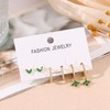 ZRU 3 Pairs Green Gold Stud Hoop Huggie Earrings Set