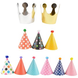 TKY Birthday Hat, Party Hat, Triangle Hat, Crown, Birthday, Celebration, Birthday Party Accessories, Set of 11