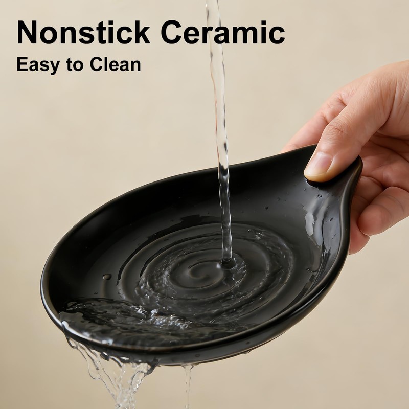 Porcelain Spoon Rest, 6.2" Large Drip Tray for Multiple Utensils,
