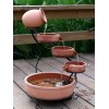 ASC Cascade Ceramic Solar Water Fountain w/ Battery/Timer LED Lights