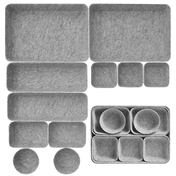 Pack of 11 Organiser Drawer, Drawer Organiser, Stackable, 5 Sizes