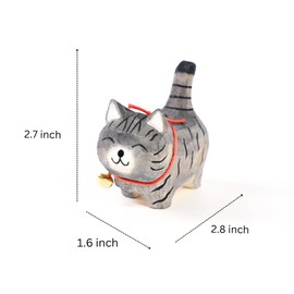 Hand-Carved Wooden Cat Figurine Statue– Adorable and Unique Gift for Cat Lovers and Women – Figurines and Statues Perfect for Home Decor, Stocking Stuffers, Gifts and Special Occasions (Grey2)