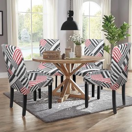 Sufdari Dining Chair Covers,Kitchen Chair Cover,Parsons Chair Slipcover,Spandex Chair Protectors for Dining Room Stretch Chairs Cover Set of 6 -Modern Geometric