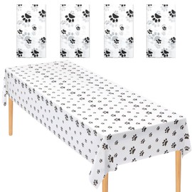 Toplive 4 Packs Disposable Plastic Tablecloths, Plastic Rectangle Pure Tablecloths for Indoor or Outdoor Tables Parties Easter Christmas Picnic Birthdays and Weddings (Puppy Footprints)