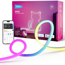 NEEWER 16.4ft/5m LED Strip Lights, Smart AI RGB Flexible Cuttable Neon Rope Light with App Control for Bedroom Gaming Room Indoor Studio Home Classroom Wall Outdoor Outside Waterproof Decor, NS02