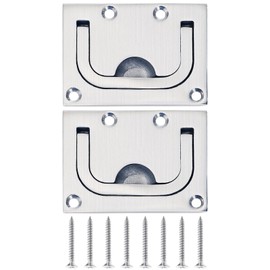 Bekith 2 Pack 316 Stainless Steel Hatch Pull Flush Lift Boat Ring Hatches Pull Handle, Heavy-Duty Flush Lifting Handle with Mount Screws for Boat Deck Hatch, Furniture Recessed Handles, 3" x 2-1/4"