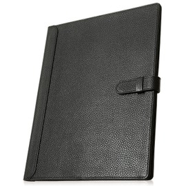 BLUE SINCERE Notebook Cover, A4, Genuine Leather, Slim, Holds 2 Books, Notebook Cover, College Notebook, Pen Holder, Bookmark, Card Slot, NC3 (Royal Black)