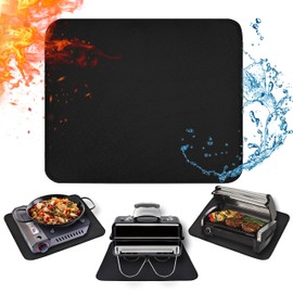 Amerbro - Alfombrillas ignífugas de 15 x 18 pulgadas para parrilla de mesa al aire última intervensión para proteger tu mesa de parrilla, resistente al calor, resistente al agua y a prueba de aceite, color negro (1 mm)