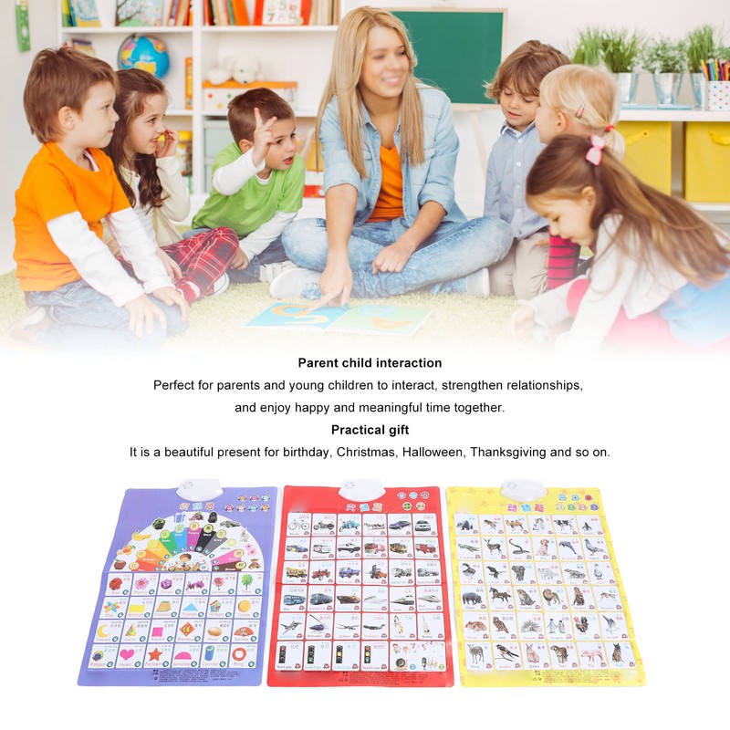 3pcs Sound Educational Posters Preschool Learning Poster Parent Child Interaction