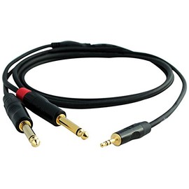 Digiflex HIN-1K-2P-6 6' Pro Splitter Cable to Connect iPads/iPhones to Consoles-Mini TRS to 2 x TS Plug