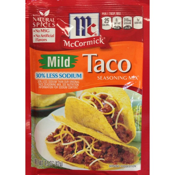 McCormick Less Sodium Mild TACO Seasoning Mix 1.5oz (10 Packets)