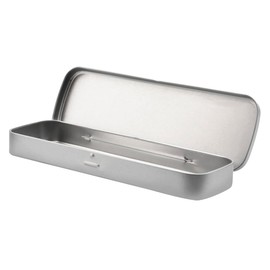 XXLKVSK Portable Metal Pencil Box Pen Holder Makeup Brush Organiser Stationery Box Metal Hinged Tin Case Silver Pencil Case for Pen Craft Organize