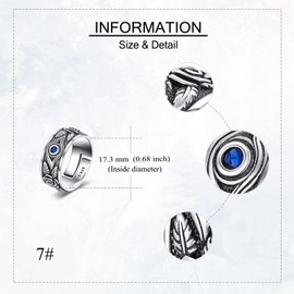 URONE Rose Flower Evil Eye Ring 925 Sterling Silver Evil Eye Gothic Ring For Women Jewelry Gift