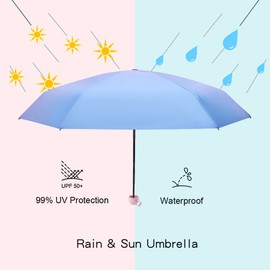 TIME LOVER Compact Travel Sun & Rain Umbrella Windproof Portable Mini Folding Umbrella for Girls Women (gradient pink)