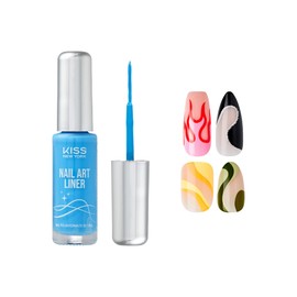 KISS NEW YORK Nail Art Liner, Fast-Drying, Slow Drip, Low Odor, Fine Tip Bristles for Precise Lines, Salon Results at Home for Professional Nail Art (Blue Lagoon)