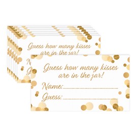 DISTINCTIVS How Many Kisses in The Jar Game - White and Gold (Extra Cards)