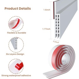 Door Draft Stopper Ohuhu Upgraded Widened 39.4" L x 3.35" W Weather Stripping Door Sweep Noise Blocker Door Gap Filler Botton Draft Guard for Winter Garage Exterior Interior Doors White