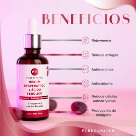 Pureza Natur Serum Resveratrol + Acido Ferúlico antioxidante y regenerador Día/Noche y para todo tipo de piel 50ml