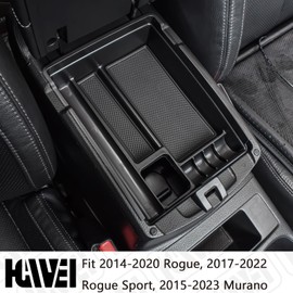 HGWEI Center Console Organizer Tray Compatible with Nissan Rogue 2014-2020 / Rogue Sport 2017-2022 / Murano 2015-2023 Interior Accessories Insert Armrest Storage Glove Box, Black