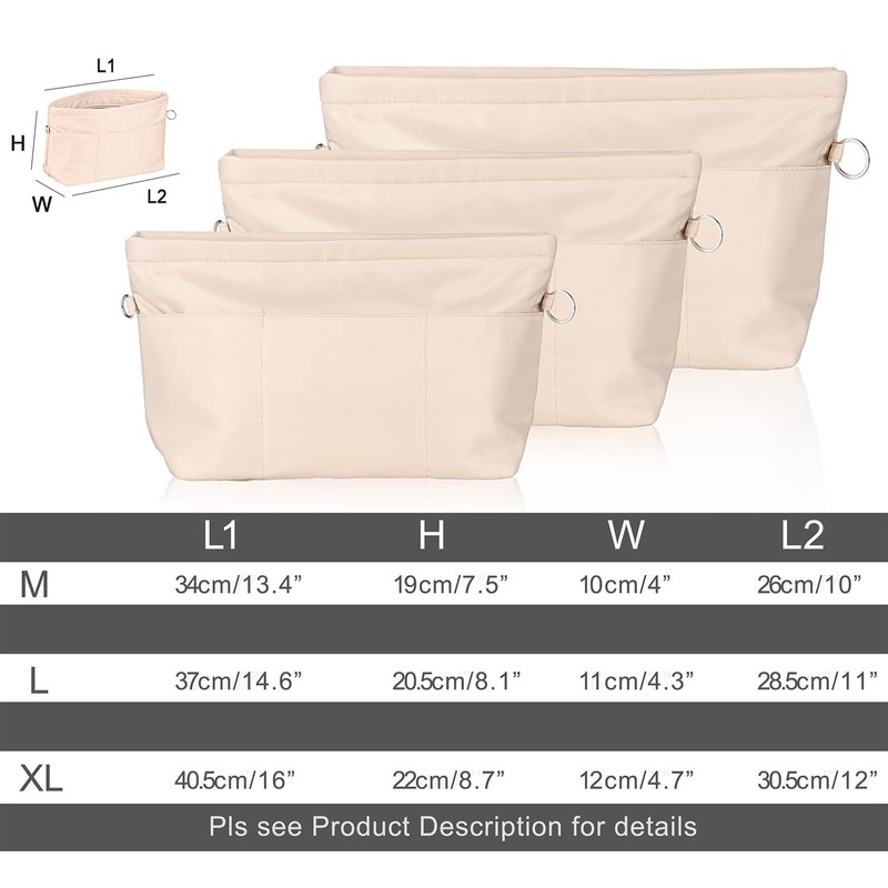 Etercycle Handbag Organiser, Nylon Bag Organiser with Key Ring, Inner