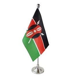 GentleGirl.USA Kenya Table Flag, Stick Small Mini Kenyan Flag Office Table Flag on Stand with Stand Base, International Festival Decoration,Kenyas Theme Party Decoration,Home Desk Decoration