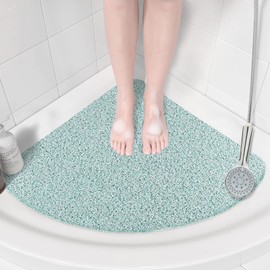 Corner Shower Mat Non Slip: Anti Mould Bath Mat - 60 x 60 cm Loofah Shower Mats for Inside Shower- Anti Slip Bath Mat for Inside Bath Green Quadrant Shower Mat for Elderly Sector Quick Drying