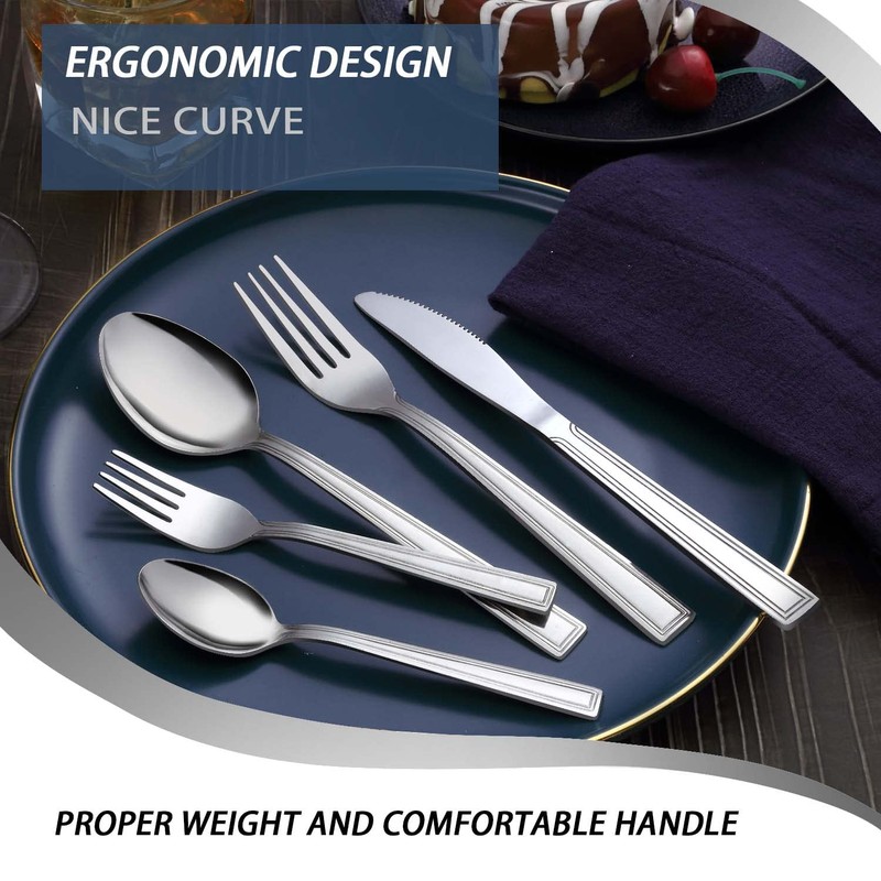 Silverware Set, Hunnycook 60-piece Silverware Set for 12, Stainless Steel